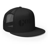 Embroidered Gonzo Flat Brim Snapback (Black on Black)