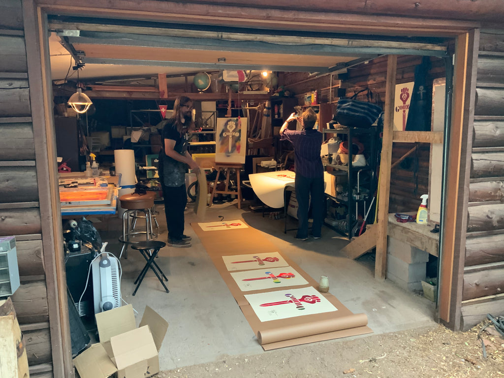 Original Gonzo Symbol Silkscreen Print made at Owl Farm