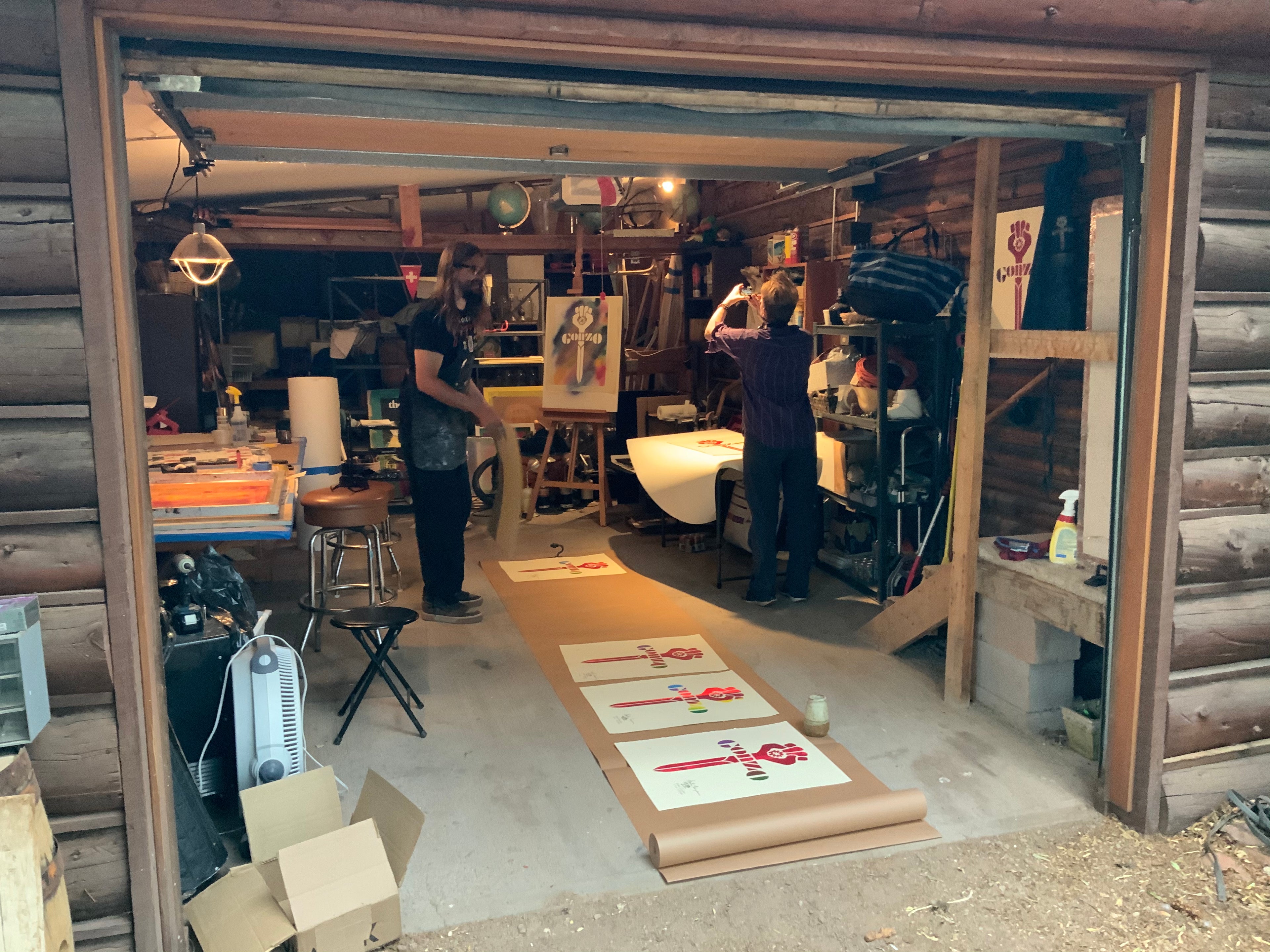 Original Gonzo Symbol Silkscreen Print made at Owl Farm