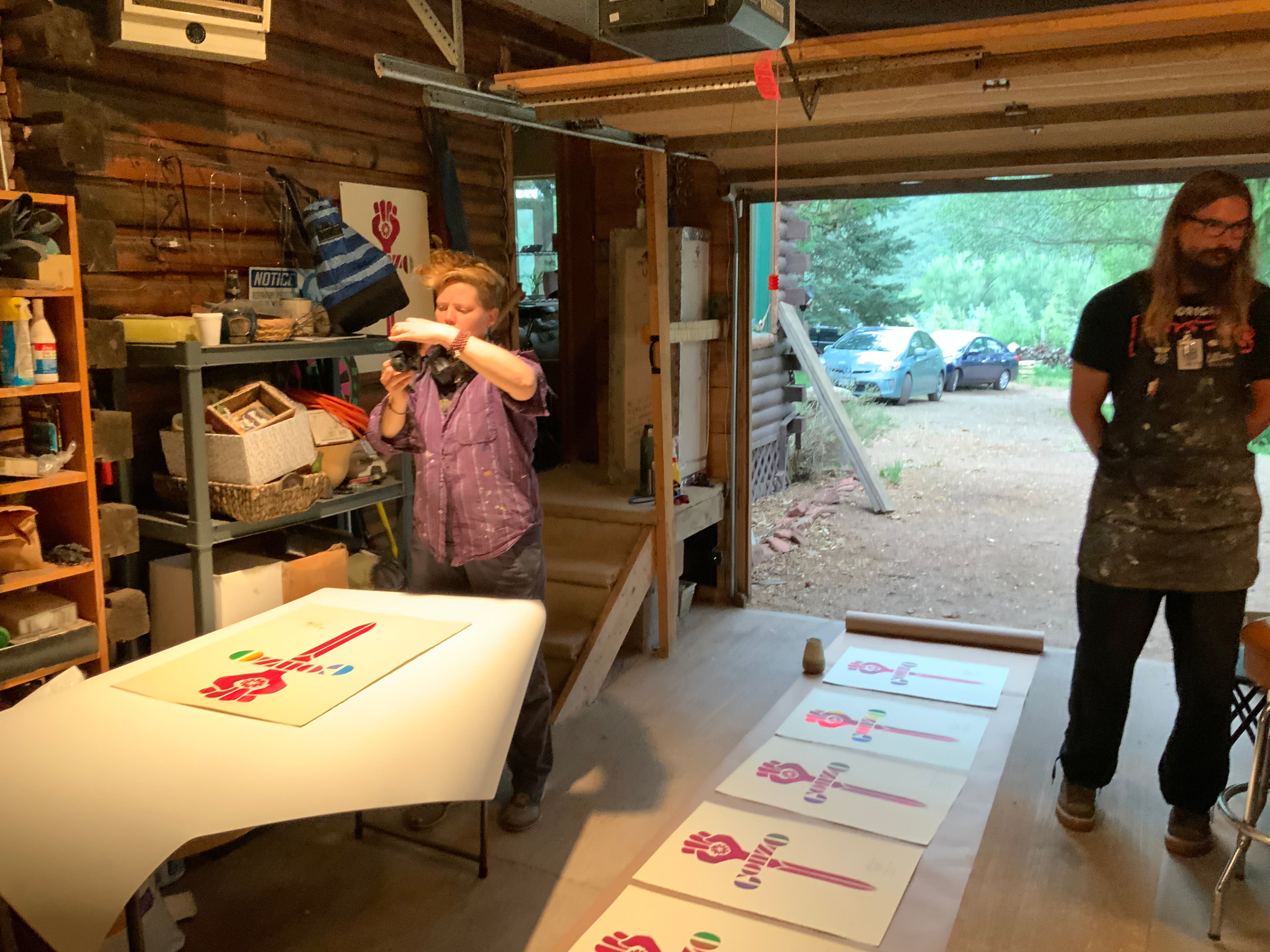 Original Gonzo Symbol Silkscreen Print made at Owl Farm