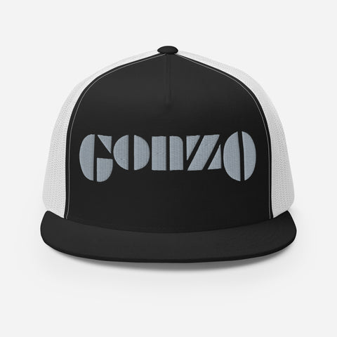 Embroidered Gonzo Flat Brim Snapback Trucker Hat