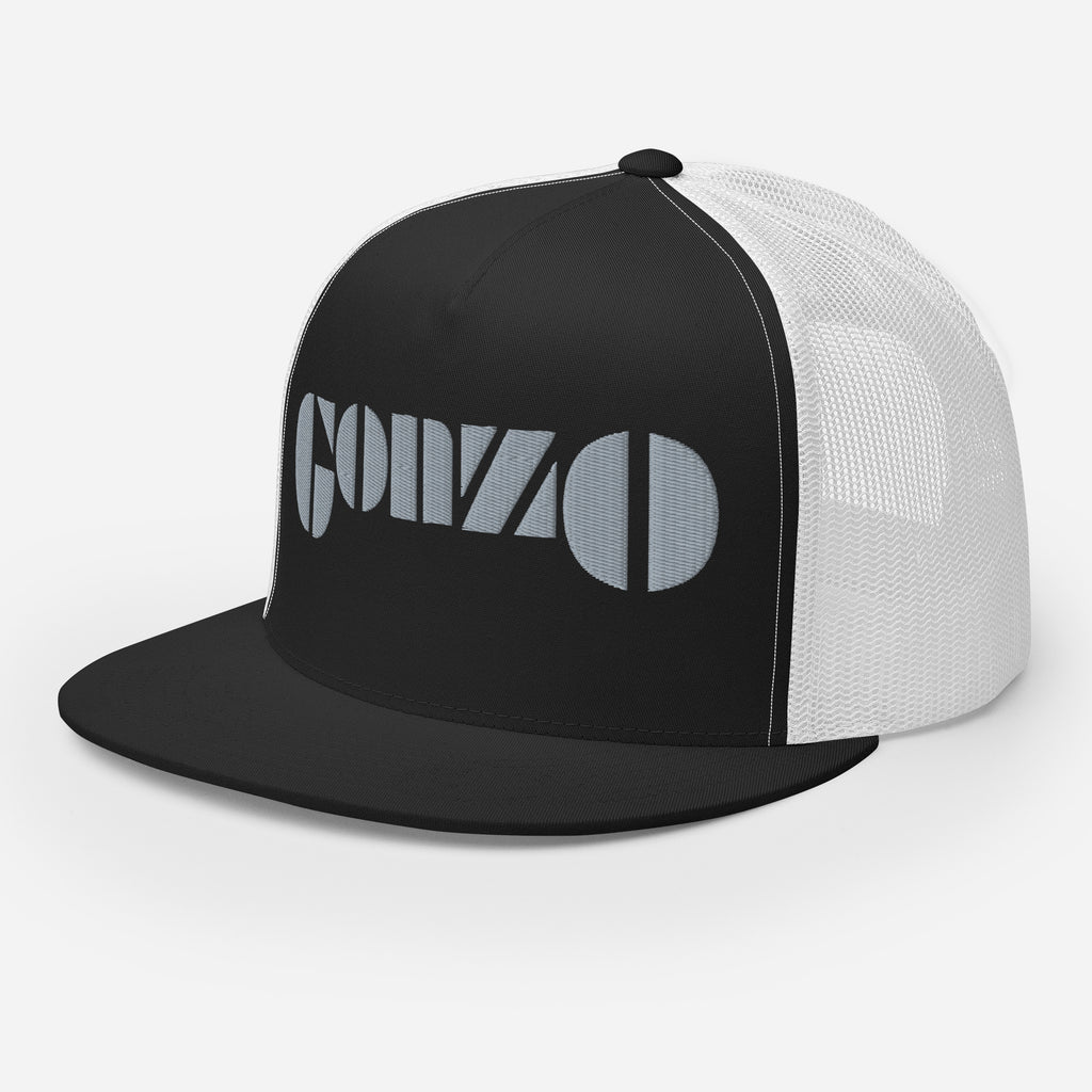 Embroidered Gonzo Flat Brim Snapback Trucker Hat