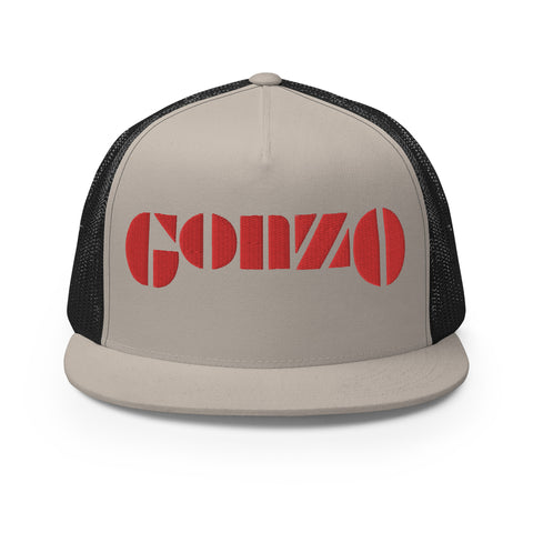 Embroidered Gonzo Flat Brim Snapback Trucker Cap