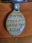 Handblown pendant w/ etching of HST and quote