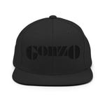 Embroidered Gonzo Flat Brim Snapback (Black on Black)