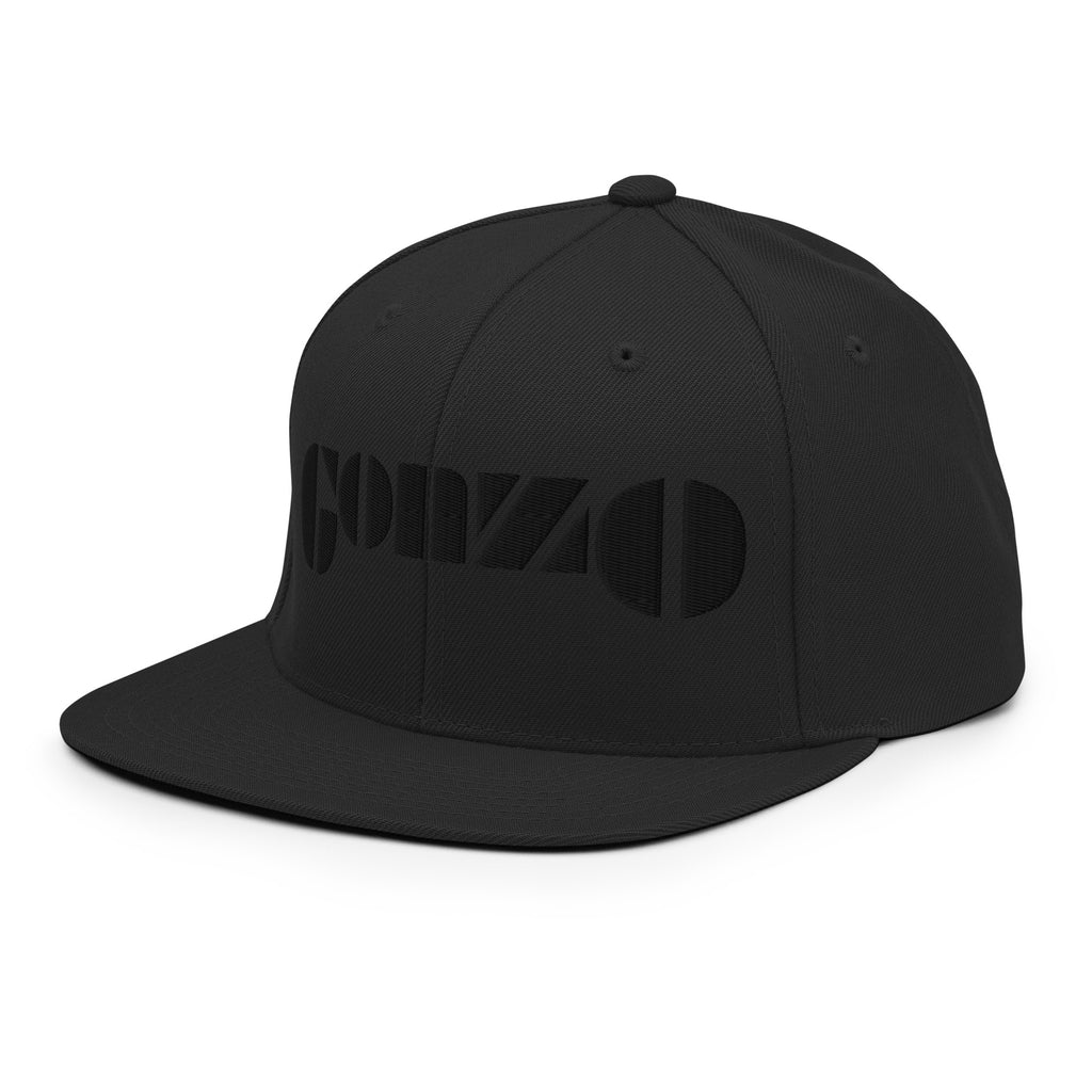 Embroidered Gonzo 6-Panel Snapback (Black on Black)