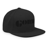 Embroidered Gonzo Flat Brim Snapback (Black on Black)