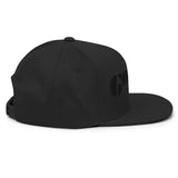 Embroidered Gonzo Flat Brim Snapback (Black on Black)