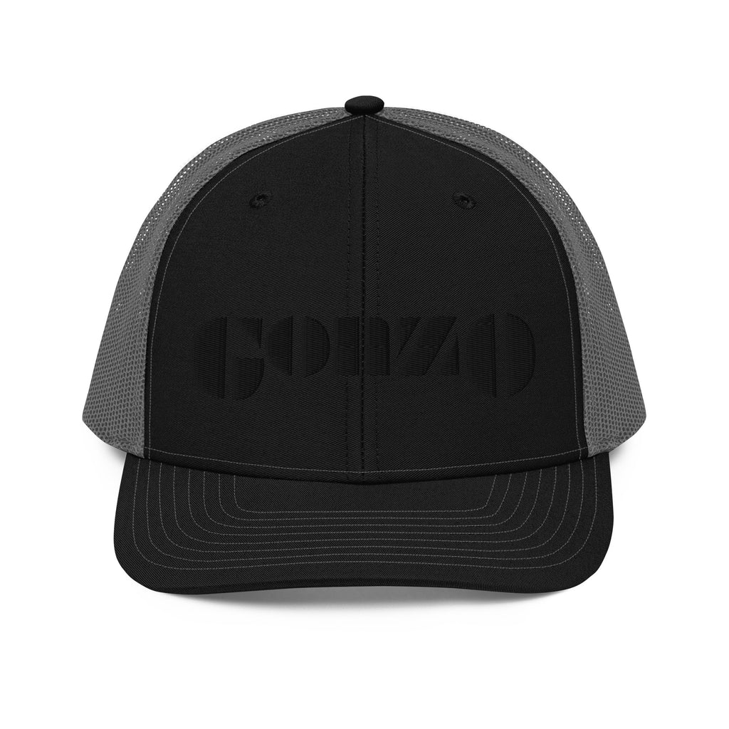 Embroidered "Black on Black" Gonzo Snapback Trucker Cap