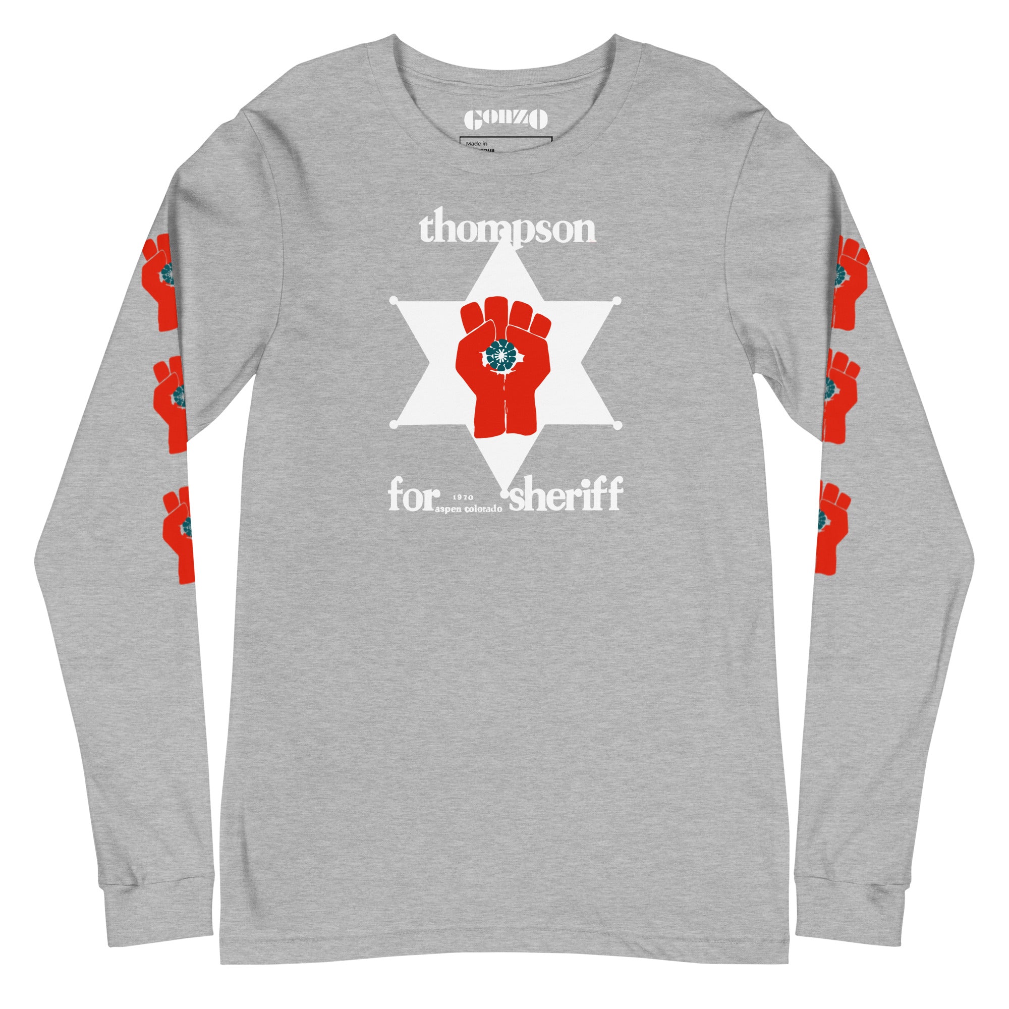 Thompson For Sheriff - Long Sleeve Tee with Gonzo Fist on sleeves