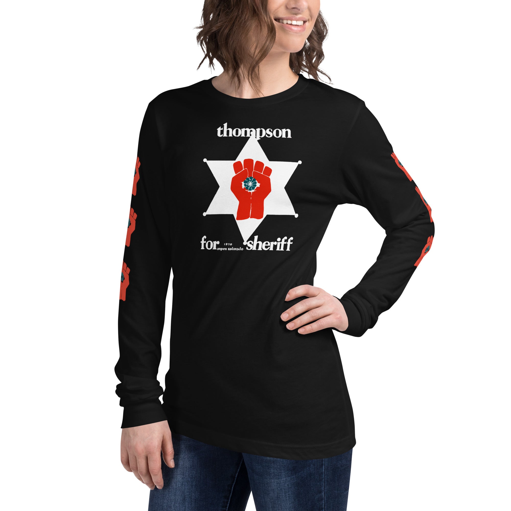 Thompson For Sheriff - Long Sleeve Tee with Gonzo Fist on sleeves