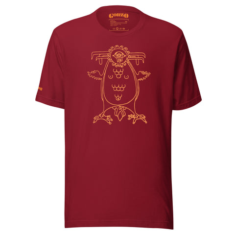 The "Gonzo Buddha" Maroon and Saffron Colored Tee: Fundraiser for Tibetan Monks