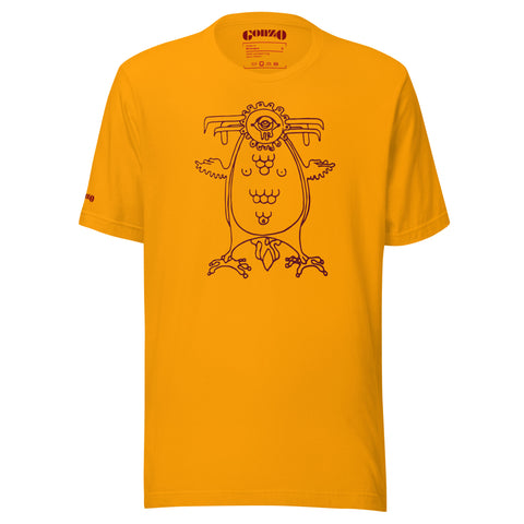 The "Gonzo Buddha" Maroon and Saffron Colored Tee: Fundraiser for Tibetan Monks