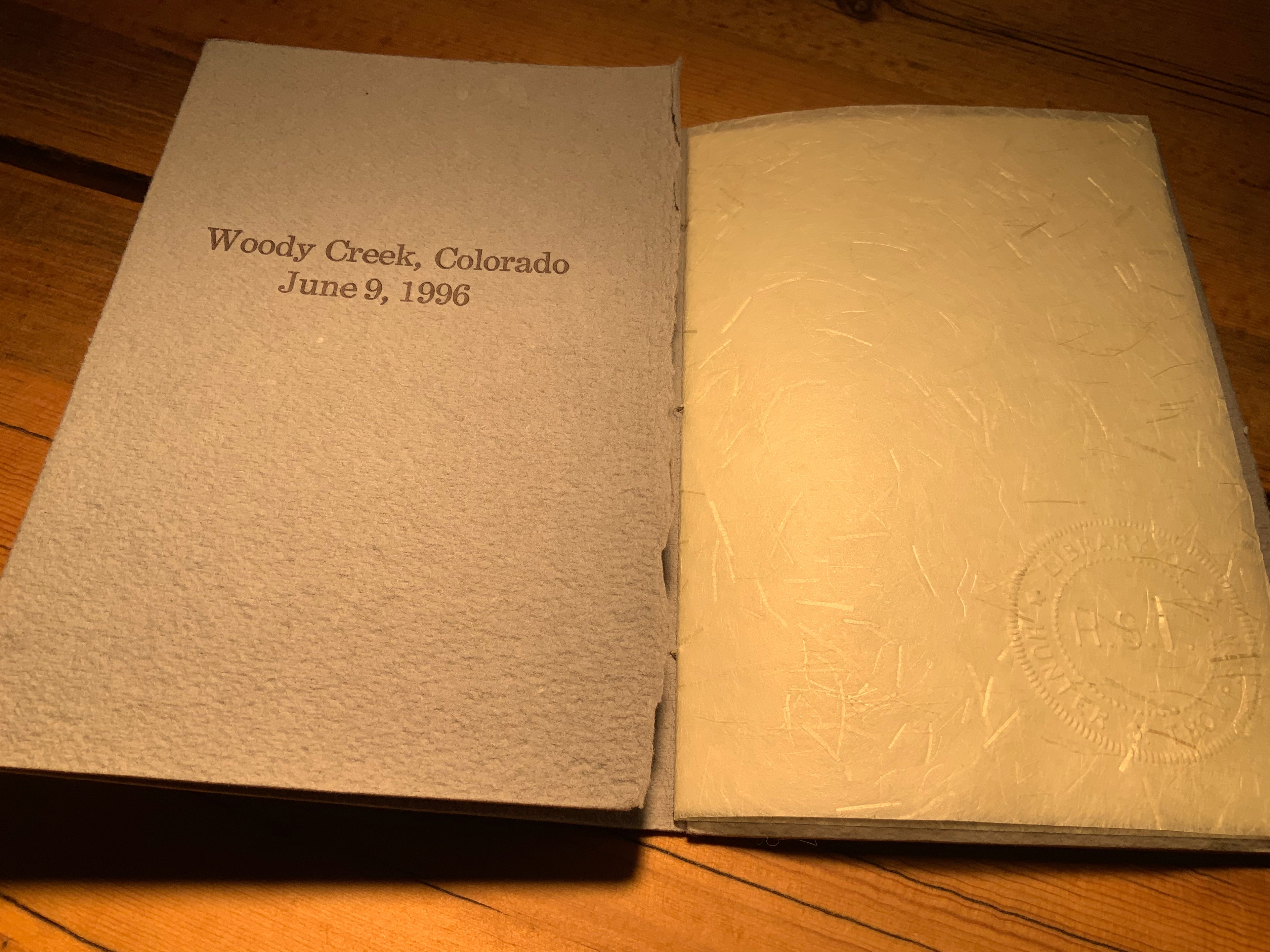 Mistah Leary He Dead -- Handmade paperback limited edition book embossed with Hunter's seal.