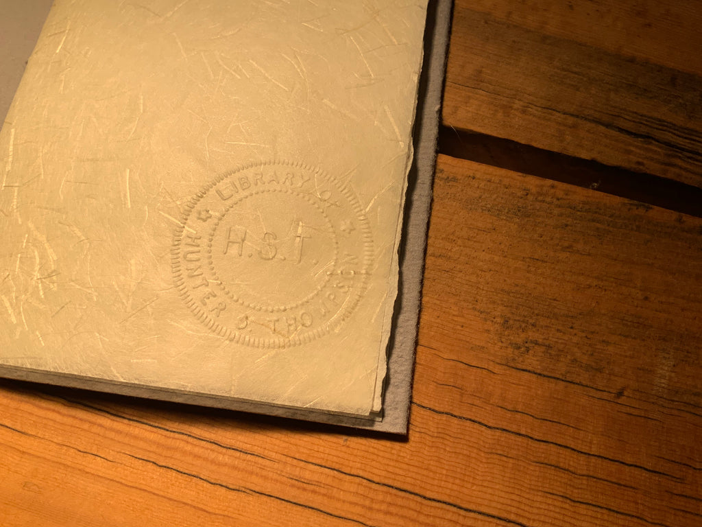 Mistah Leary He Dead -- Handmade paperback limited edition book embossed with Hunter's seal.