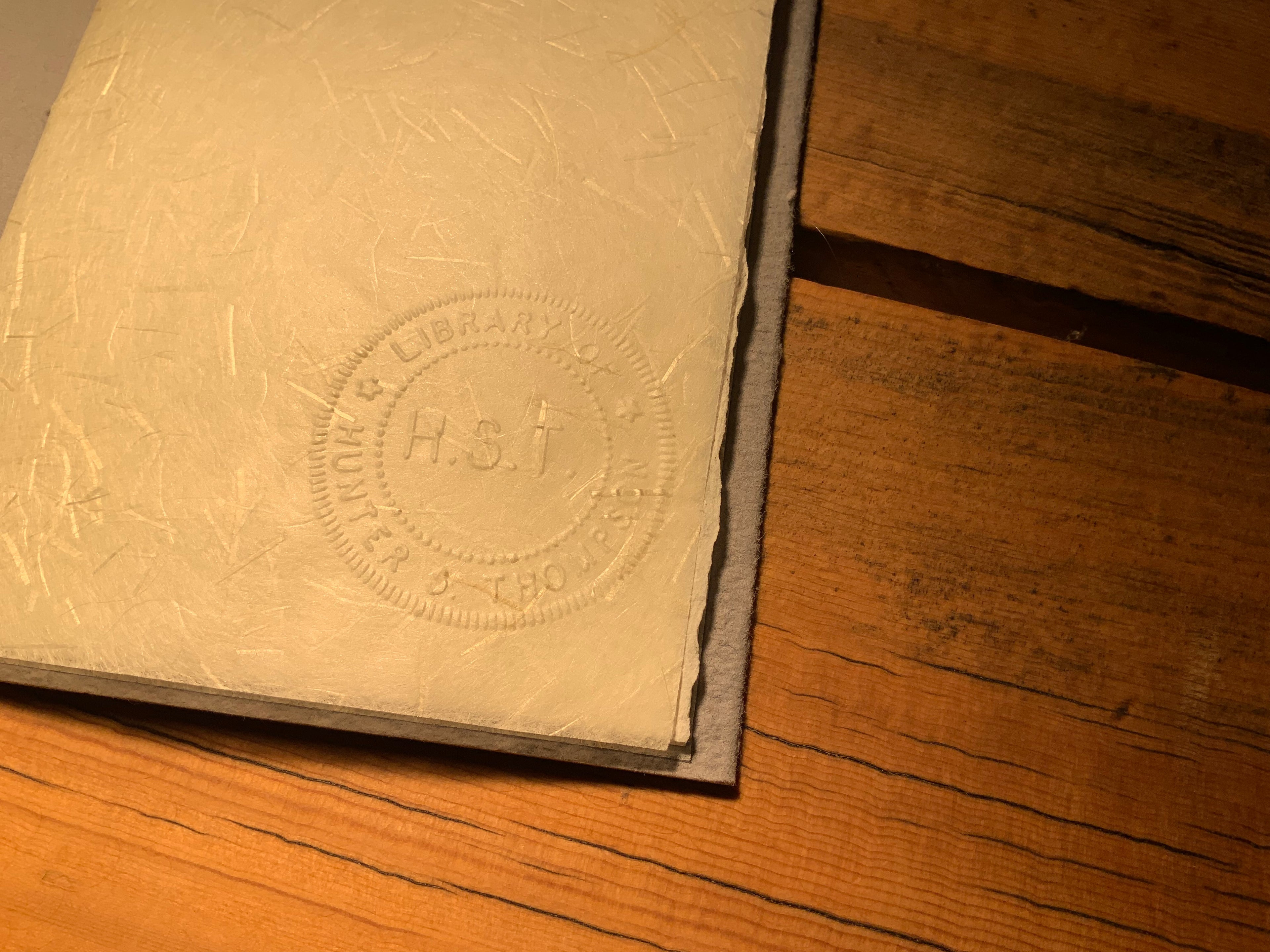 Mistah Leary He Dead -- Handmade paperback limited edition book embossed with Hunter's seal.